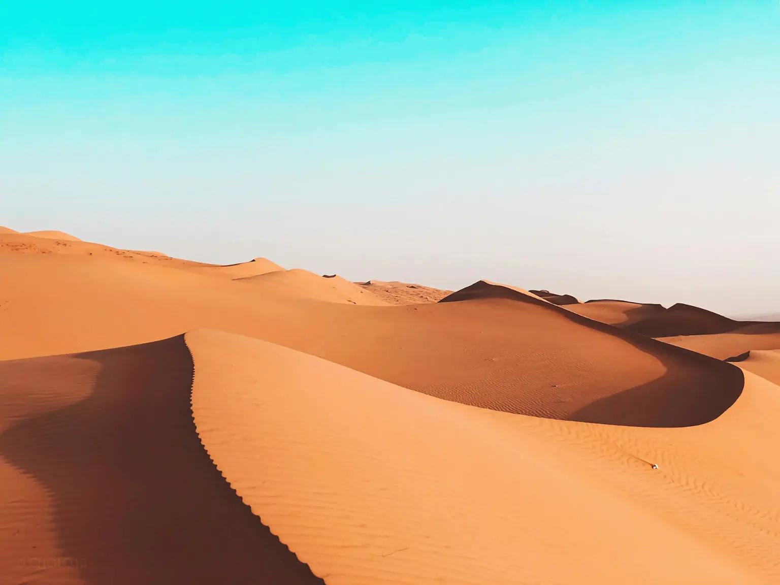 Golden sand dunes of the Omani desert at sunset